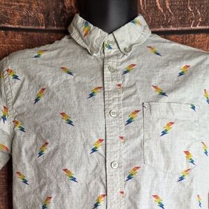 Men's Rainbow Patterned Short Sleeve Shirt Size Small S Gay Pride Bolts 2130R
